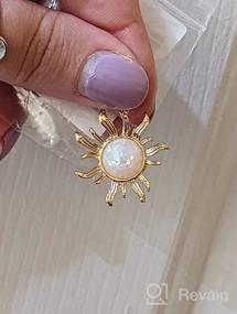 img 3 attached to Двухрядный ожерелье с подвеской в виде луны и солнца с подвеской-изумрудом осиного цветка - идеальный подарок для женщин.