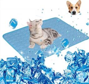 img 4 attached to Pet Cooling Mat For Small Dogs And Cats - XZKING Cool Blue Pad (15.7X19.7)