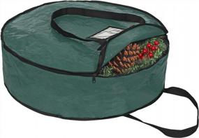 img 4 attached to 24" Christmas Wreath Storage Bag - ProPik Garland Holiday Container With Tear Resistant Fabric, Heavy Duty Handles And Transparent Card Slot - Green