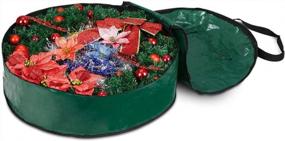 img 1 attached to 24" Christmas Wreath Storage Bag - ProPik Garland Holiday Container With Tear Resistant Fabric, Heavy Duty Handles And Transparent Card Slot - Green
