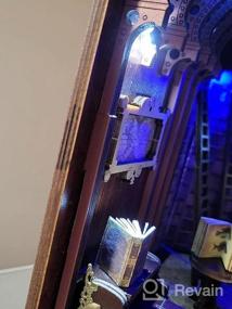 img 7 attached to CUTEBEE 3D деревянная головоломка, набор для самостоятельной сборки миниатюрной кукольной квартиры с подсветкой и декором в виде книжной полки - Зен Чайный Рай