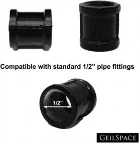 img 3 attached to Vintage DIY Industrial Shelving Coupling - Malleable Iron Pipe Fittings For Furniture DIY And Industrial Decor, 1/2" Size In Black By GeilSpace