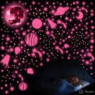 glow in the dark wall stickers: luminous 🌔 moon planet spaceship decals for home decor - 756 pieces logo