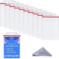 10 pack vertical clear pvc id badge holders with reusable zip for multiple cards by wisdompro - inner size 4-1/8"*2-7/8" (red zip) logo