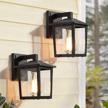 2-pack outdoor wall lights by laluz - square exterior light fixtures, black porch lights with clear glass, anti-rust sconces for patio, garage & front door (9.3”) logo