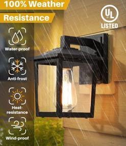 img 3 attached to 2-Pack Outdoor Wall Lights By LALUZ - Square Exterior Light Fixtures, Black Porch Lights With Clear Glass, Anti-Rust Sconces For Patio, Garage & Front Door (9.3”)