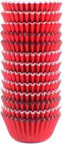 img 4 attached to Eoonfirst Mini Foil Metallic Cupcake Liners Christmas Days Muffin Paper Baking Cups 300 Pcs (Red)