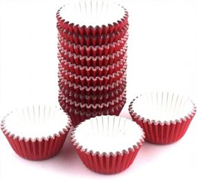 img 3 attached to Eoonfirst Mini Foil Metallic Cupcake Liners Christmas Days Muffin Paper Baking Cups 300 Pcs (Red)