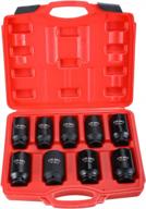 complete 9-piece axle nut impact socket set for front and back wheels - 1/2 inch drive by 8milelake logo