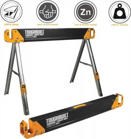 img 1 attached to ToughBuilt - Sawhorse With 2X4 Support Arms 1100 LB Capacity - Heavy Duty Construction With Fast Open Legs And Easy Grip Handle - (TB-C500)