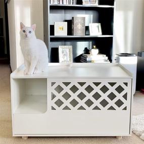 img 3 attached to 🐱 Transform Your Space with the Mallify Wooden Cat Litter Box Enclosure, Diamond Gate