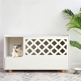 img 4 attached to 🐱 Transform Your Space with the Mallify Wooden Cat Litter Box Enclosure, Diamond Gate