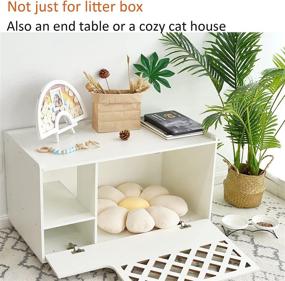 img 1 attached to 🐱 Transform Your Space with the Mallify Wooden Cat Litter Box Enclosure, Diamond Gate