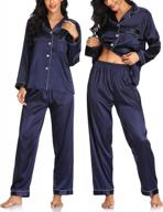 women's button down long silk satin pajamas set nightwear loungewear by argconner logo