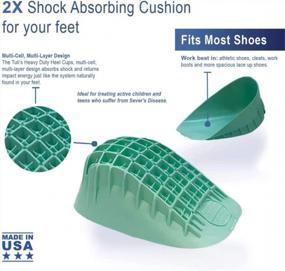 img 2 attached to Heel Pain Relief With Tuli'S Heavy Duty Heel Cups: Cushioned Inserts For Shock Absorption, Plantar Fasciitis, And Sever'S Disease In Green (Small), Made In The USA - 1 Pair