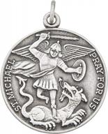 sterling silver rhodium oxidized 25mm st. michael pendant logo