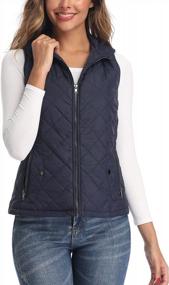 img 4 attached to Women'S Lightweight Quilted Zip Vest With Stand Collar - Perfect For Outwear!