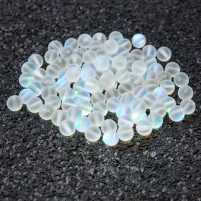 img 4 attached to 100Pcs 8Mm White Matte Crystal Glass Beads Mermaid Round Aurora DIY Jewelry Making Crafts