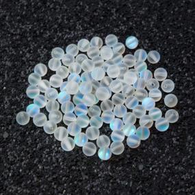 img 1 attached to 100Pcs 8Mm White Matte Crystal Glass Beads Mermaid Round Aurora DIY Jewelry Making Crafts