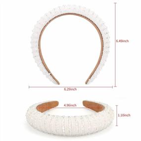 img 3 attached to Baroque Rhinestone Headbands For Women - Padded Glitter Hairband With Crystal Beads, Elegant Embellished Head Band For Girls - Diademas Hair Accessories In White