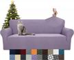 yemyhom couch cover latest jacquard design high stretch sofa covers for 3 cushion couch, pet dog cat proof slipcover non slip magic elastic furniture protector (large, light purple) logo