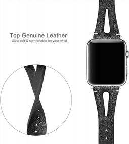 img 1 attached to Secbolt Leather Bands: Compatible With Apple Watch 38Mm 40Mm 41Mm SE Series 8 7 6 5 4 3 2 1 - Slim Strap With Breathable Hole Replacement Wristband For Women
