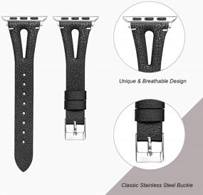 img 3 attached to Secbolt Leather Bands: Compatible With Apple Watch 38Mm 40Mm 41Mm SE Series 8 7 6 5 4 3 2 1 - Slim Strap With Breathable Hole Replacement Wristband For Women
