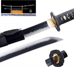 img 4 attached to Authentic Japanese Katana Sword - Full Tang T10 Steel With Handmade Craftsmanship, Black Sheath, And Samurai Legacy