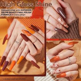 img 2 attached to 24 Pcs Gel Nail Polish Kit: 20 Colors Brown Nude Winter Orange Glitter Set With Bond Primer Glossy&Matte Top Base Coat Manicure Gifts For Women