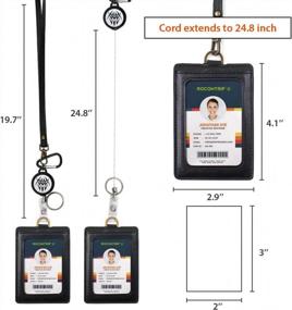 img 3 attached to ROCONTRIP RFID Blocking Leather ID Badge Card Holder With Neck Lanyard/Strap, Perfect For Office And School ID Cards - Vertical Black Leather Badge Holder