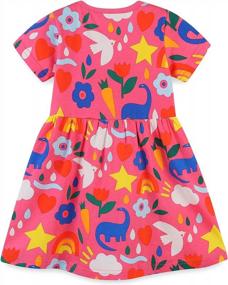 img 3 attached to Cute And Comfortable Toddler Girls' Cotton Dresses With Cartoon Prints | Sizes 1-7 Years