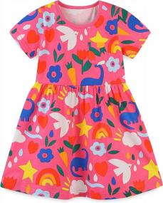 img 4 attached to Cute And Comfortable Toddler Girls' Cotton Dresses With Cartoon Prints | Sizes 1-7 Years