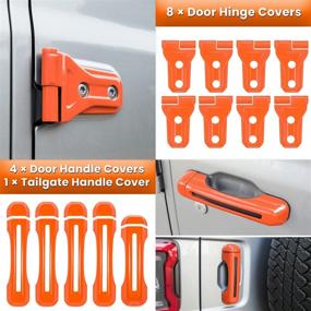 img 2 attached to 26PCS Full Set Exterior Decoration Trim Kit For Jeep Wrangler JL JLU 2018-2022 Door Hinge Handle Engine Hood Hinge Hood Latch Wheel Eyebrow Side Air Outlet Rear Tailgate Window Hinge Cover (Orange)