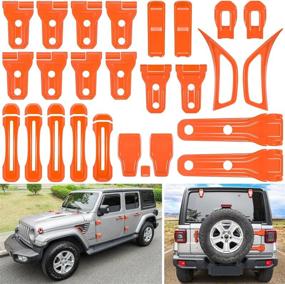 img 4 attached to 26PCS Full Set Exterior Decoration Trim Kit For Jeep Wrangler JL JLU 2018-2022 Door Hinge Handle Engine Hood Hinge Hood Latch Wheel Eyebrow Side Air Outlet Rear Tailgate Window Hinge Cover (Orange)