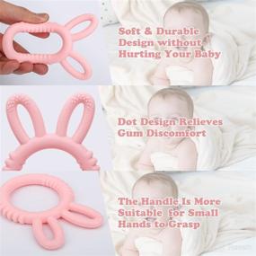 img 1 attached to MISSLILI Silicone Baby Teethers - Teething Toys to Soothe and Massage Sore Gums for Infants 3-12 Months - BPA Free - Ring Shape with Rabbit Ear Design (Pink)