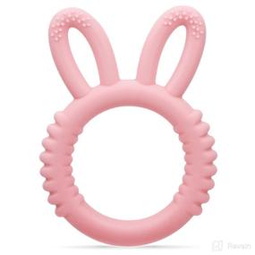 img 4 attached to MISSLILI Silicone Baby Teethers - Teething Toys to Soothe and Massage Sore Gums for Infants 3-12 Months - BPA Free - Ring Shape with Rabbit Ear Design (Pink)