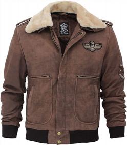 img 2 attached to Swedish Bomber Real Leather Jacket For Men - Blingsoul Shearling Leather Jackets