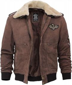 img 3 attached to Swedish Bomber Real Leather Jacket For Men - Blingsoul Shearling Leather Jackets