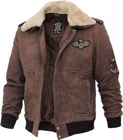 img 4 attached to Шведская куртка-бомбер из натуральной кожи для мужчин - Blingsoul Shearling Leather Jackets
