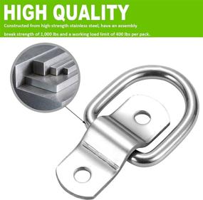 img 2 attached to CZC AUTO 6 Pack D Ring Tie Down Anchors 1/4&#34; - Heavy Duty Stainless Steel Trailer Hooks for Truck, Trailer, Camper, Warehouse, Boat & Cargo Control - Surface Mount with Screws