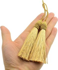 img 1 attached to Champagne-Colored Bookmarker Tassels With 2-Inch Cord Loop And Small Chinese Knot - Set Of 20 Silky Floss Tassels For DIY Crafts, Souvenirs, And Jewelry Making - 6 Inches In Length