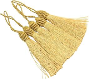 img 2 attached to Champagne-Colored Bookmarker Tassels With 2-Inch Cord Loop And Small Chinese Knot - Set Of 20 Silky Floss Tassels For DIY Crafts, Souvenirs, And Jewelry Making - 6 Inches In Length