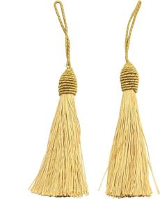 img 3 attached to Champagne-Colored Bookmarker Tassels With 2-Inch Cord Loop And Small Chinese Knot - Set Of 20 Silky Floss Tassels For DIY Crafts, Souvenirs, And Jewelry Making - 6 Inches In Length