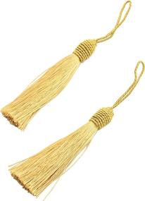 img 4 attached to Champagne-Colored Bookmarker Tassels With 2-Inch Cord Loop And Small Chinese Knot - Set Of 20 Silky Floss Tassels For DIY Crafts, Souvenirs, And Jewelry Making - 6 Inches In Length