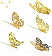 🦋 stunning 3d gold butterfly wall decor stickers – 120pcs by pcores: removable, versatile party and cake decorations for birthday, wedding, festival! ideal for kids' bedroom decor (color: a-gold) логотип