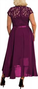 img 3 attached to Miusol Women'S Plus Size V Neck Elegant Floral Lace Ruffle Bridesmaid Maxi Dress