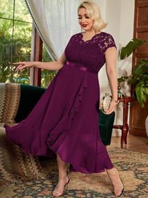 img 2 attached to Miusol Women'S Plus Size V Neck Elegant Floral Lace Ruffle Bridesmaid Maxi Dress