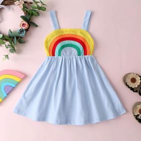img 3 attached to Kids Baby Girl Summer Rainbow Ruffle Strap Backless Princess Sundress Playwear Outfit