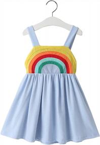img 4 attached to Kids Baby Girl Summer Rainbow Ruffle Strap Backless Princess Sundress Playwear Outfit