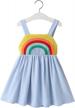 kids baby girl summer rainbow ruffle strap backless princess sundress playwear outfit logo